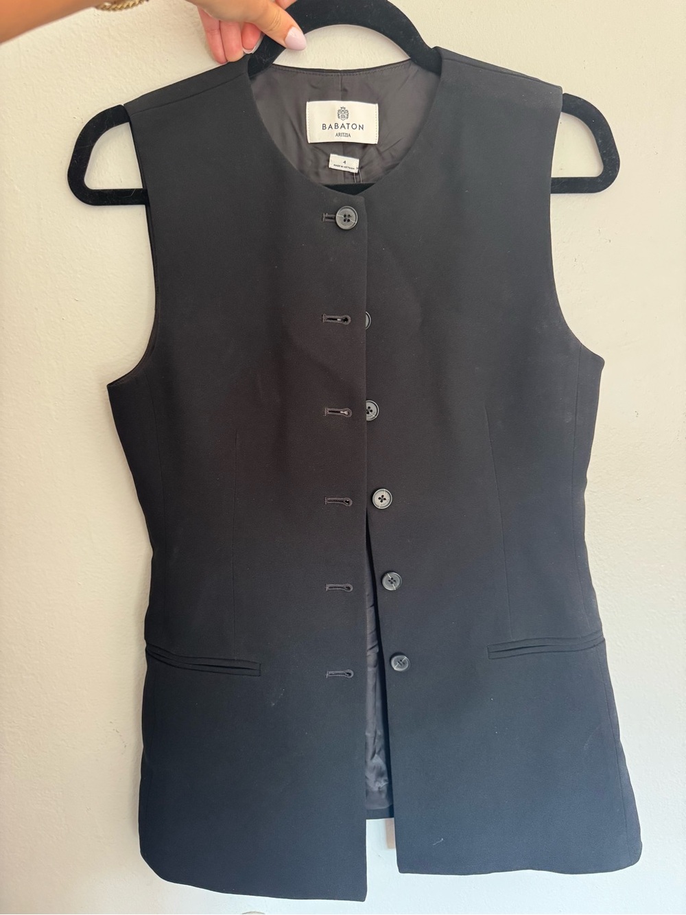 Babaton Dark Brown Sleeveless Button-Front Vest